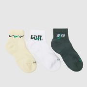Nike green multi everyday ankle sock 3 pack
