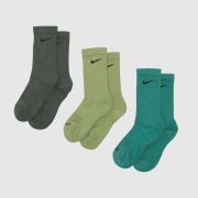 Nike green multi everyday plus socks 3 pack