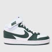 Nike white & green court borough mid 2 Youth trainers