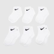 Nike white & black kids quarter socks 6 pack