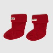 HUNTER BOOTS red kids fleece welly sock