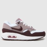 Nike white & burgundy air max 1 Girls Youth trainers