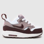 Nike white & burgundy air max 1 easyon Girls Toddler trainers