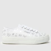 Superga 2740 platform hearts trainers in white & silver