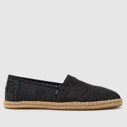 TOMS alpargata floral espadrille flat shoes in black