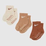 Nike beige multi kids infant gripper socks 3 pk