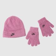 Nike pink kids cozy beanie set