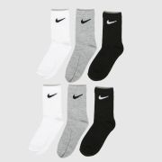 Nike black & grey kids basic crew socks 6 pack