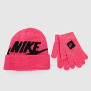 Nike pink kids futura beanie set