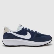 Nike waffle debut trainers in navy & white