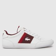 Lacoste chaymon trainers in white & burgundy