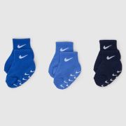 Nike blue multi kids swoosh socks 3 pack