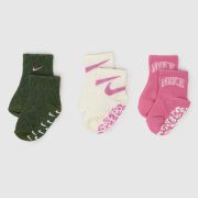 Nike pink multi kids swoosh socks 3 pack