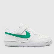 Nike white & green court borough low Junior trainers