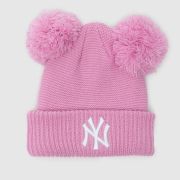 New Era pink kids double pom beanie