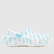 Crocs white & pl blue classic gingham clog Junior sandals