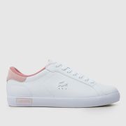 Lacoste powercourt trainers in white & pink