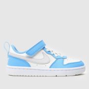 Nike white & pl blue court borough low Boys Junior trainers